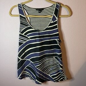 Banana Republic Stripe Blue White Silk Racerback Tank Top Blouse Size Small